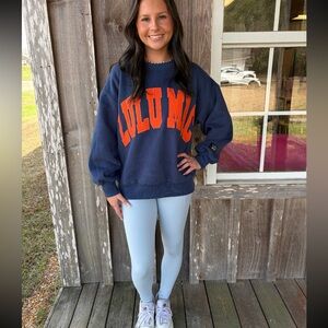 Lulu Mac Navy Orange Stitch Puff Sweater